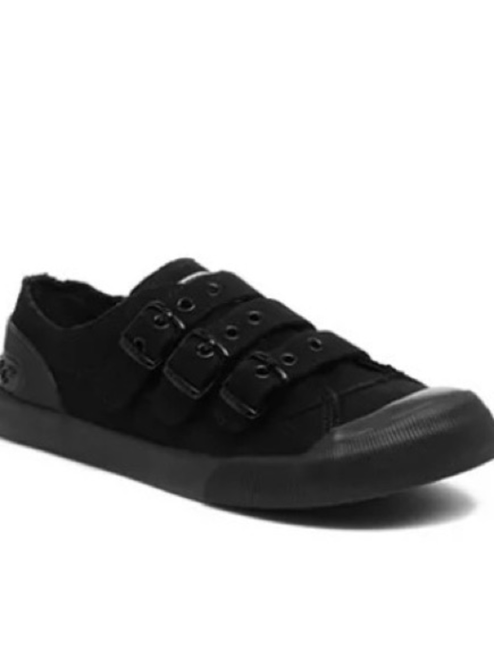 Women's Black Triple-Strap Canvas Sneakers